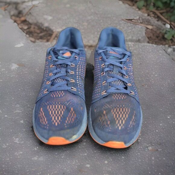 Nike Lunarglide 7 Flyknit Running Trainers Mens Size 8 Blue Lagoon Hyper Orange - Picture 3 of 8